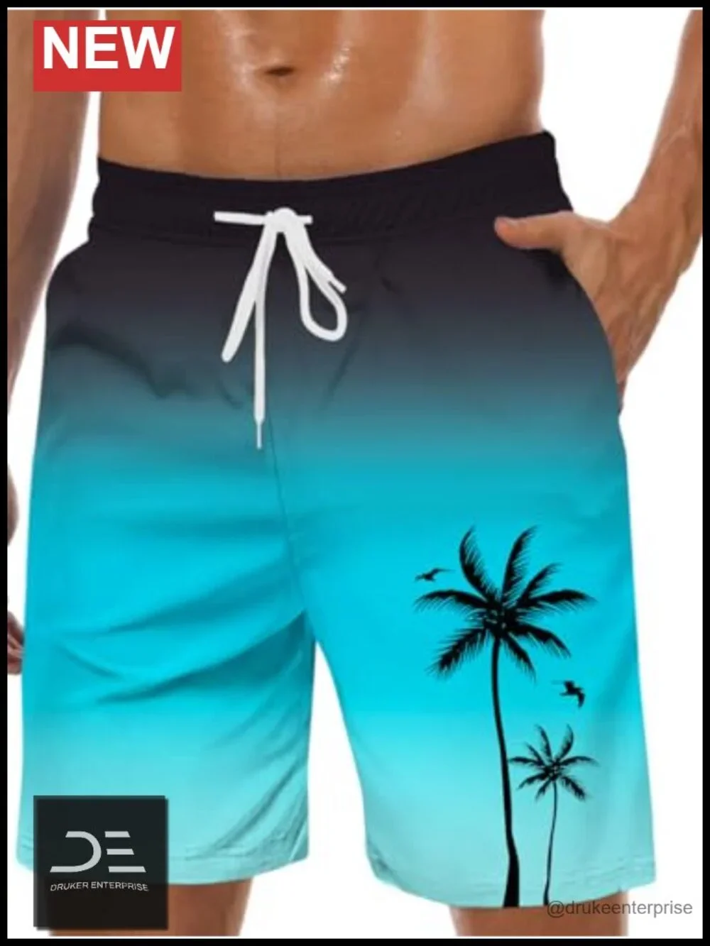 Men's Swim Trunks Mesh Lining Hawaiian Board Shorts Quick Dry